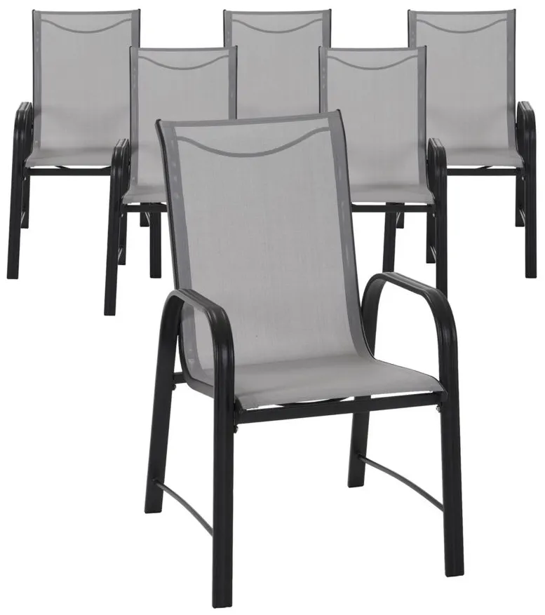 COSCO Outdoor Living Paloma Steel Patio Dining Chairs - Set of 6 in Gray by DOREL HOME FURNISHINGS