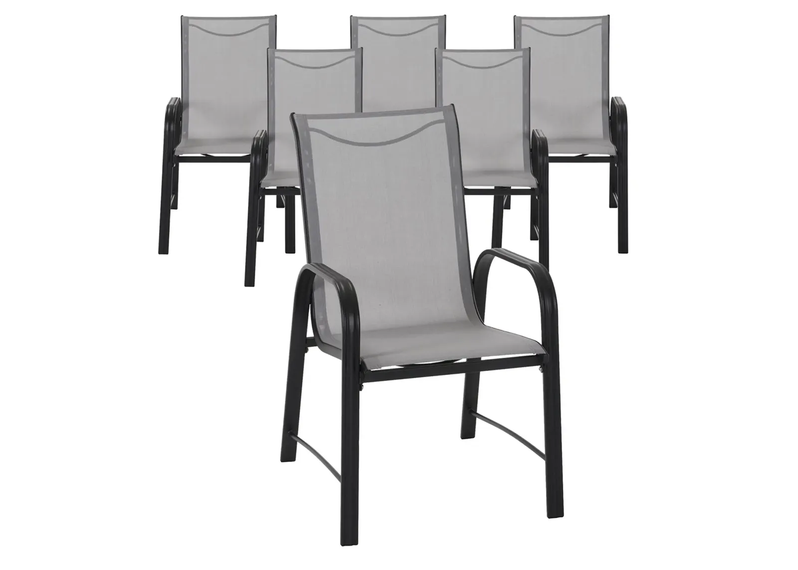 COSCO Outdoor Living Paloma Steel Patio Dining Chairs - Set of 6 in Gray by DOREL HOME FURNISHINGS