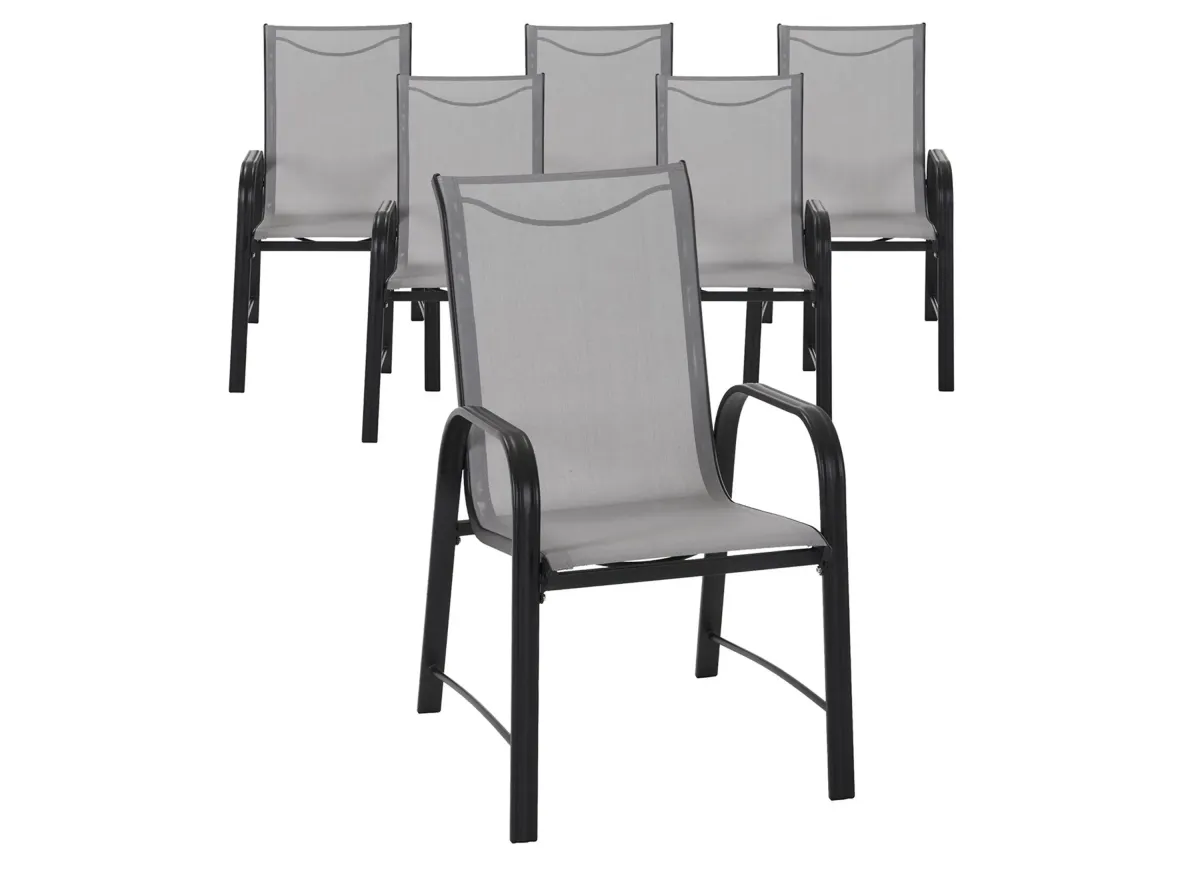 COSCO Outdoor Living Paloma Steel Patio Dining Chairs - Set of 6 in Gray by DOREL HOME FURNISHINGS