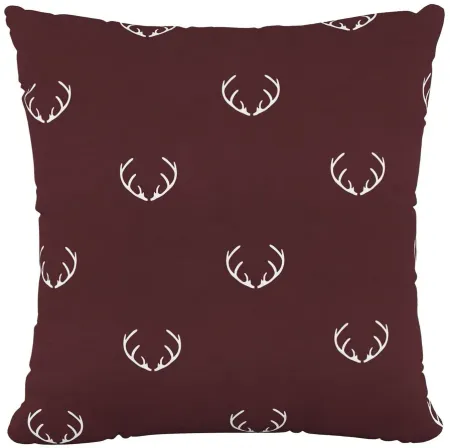 20" Holiday Antlers Pillow in Antler Maroon by Skyline