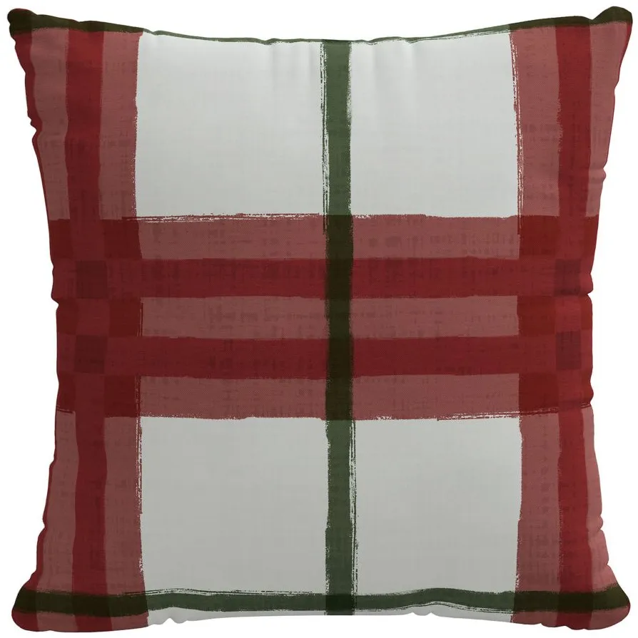 20" Holiday Plaid Pillow in Brush Plaid Holiday by Skyline
