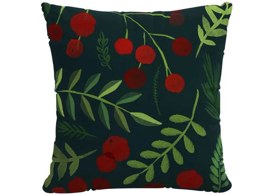 20" Holiday Berries Pillow in Holly Evergreen by Skyline