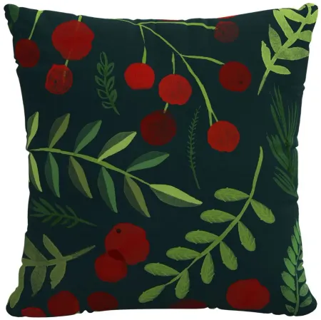 20" Holiday Berries Pillow in Holly Evergreen by Skyline