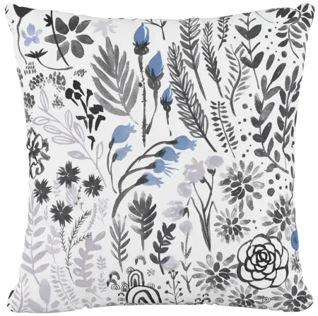 20" Floral Flair Pillow in Winter Botanical Blue by Skyline
