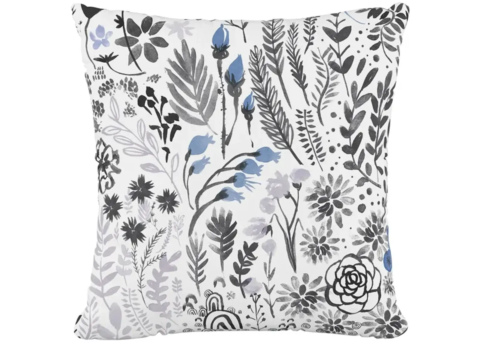 20" Floral Flair Pillow in Winter Botanical Blue by Skyline