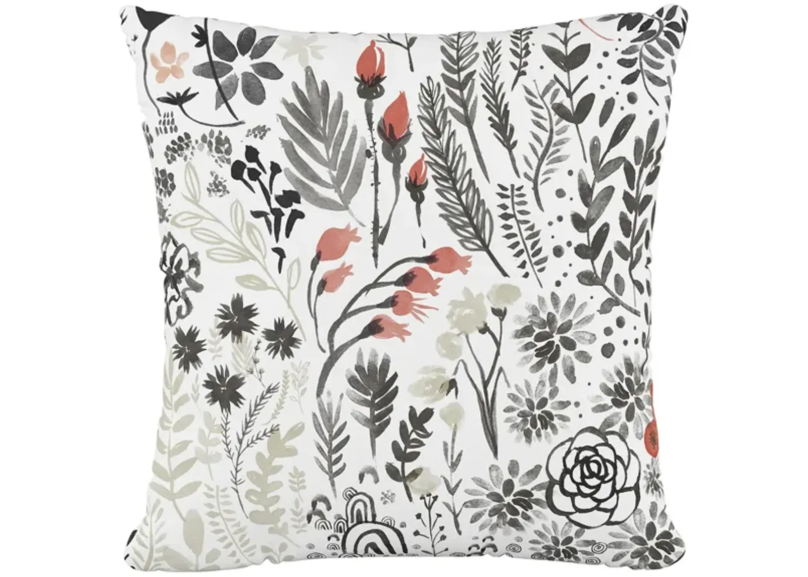 20" Floral Flair Pillow in Winter Botanical Red by Skyline