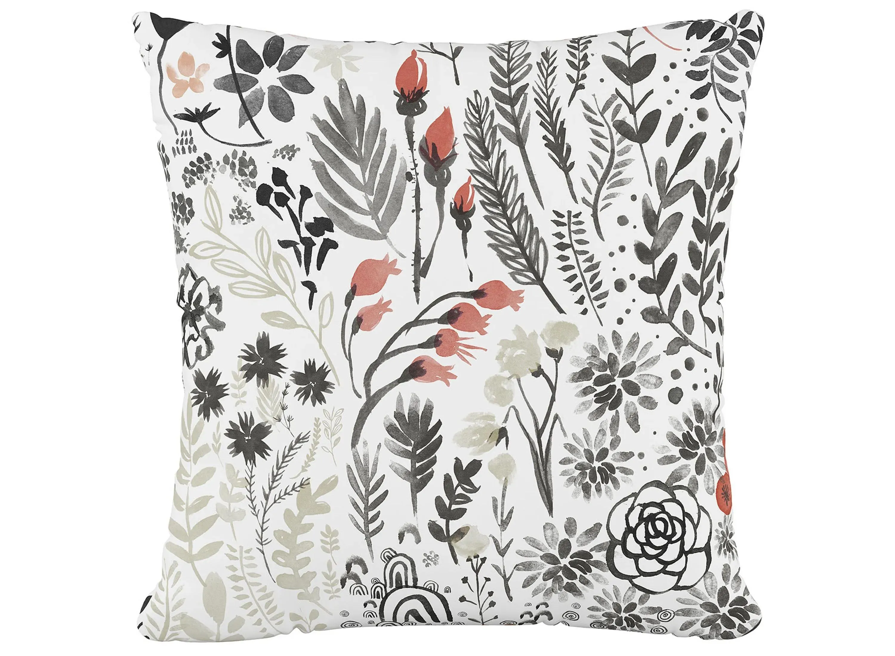 20" Floral Flair Pillow in Winter Botanical Red by Skyline