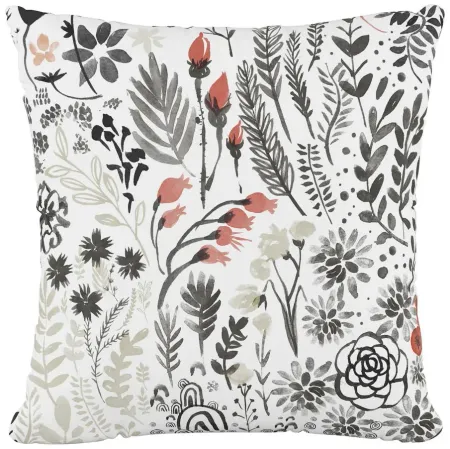 20" Floral Flair Pillow in Winter Botanical Red by Skyline