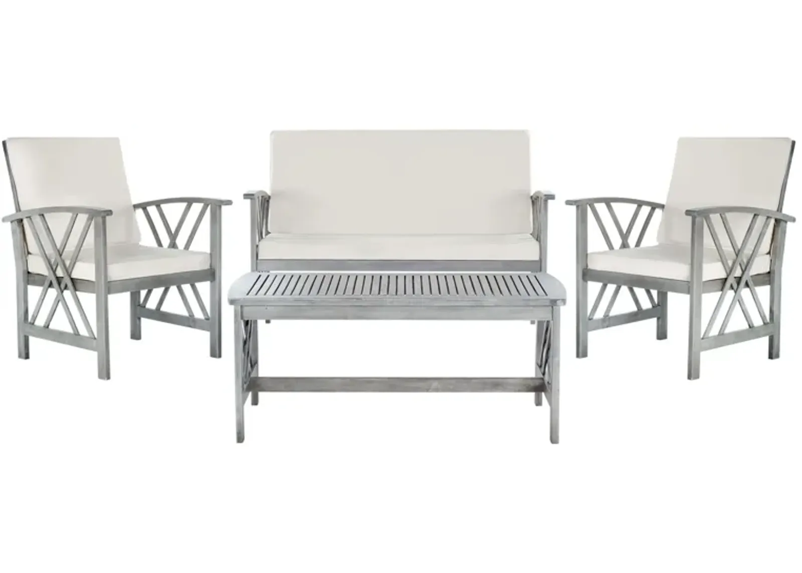 Bryce 4-pc. Patio Set in Weathered Wood by Safavieh