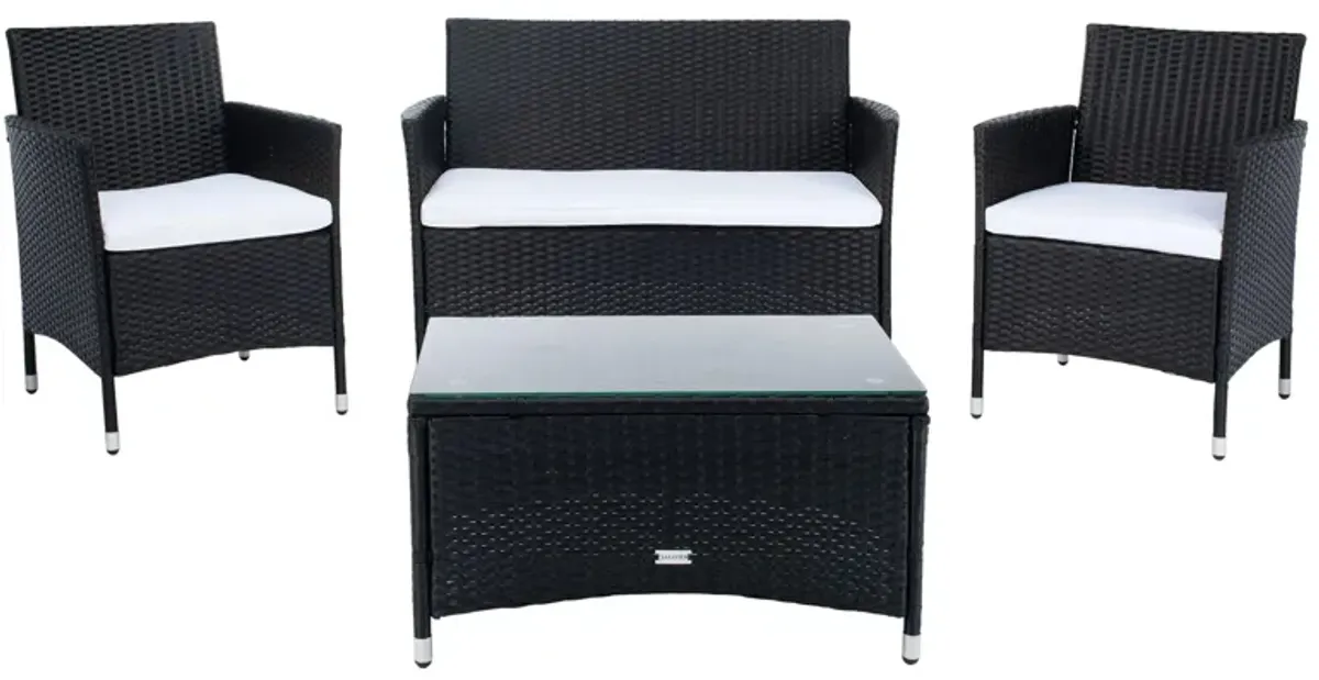 Chapman 4-pc. Patio Set in Black / White / Navy by Safavieh