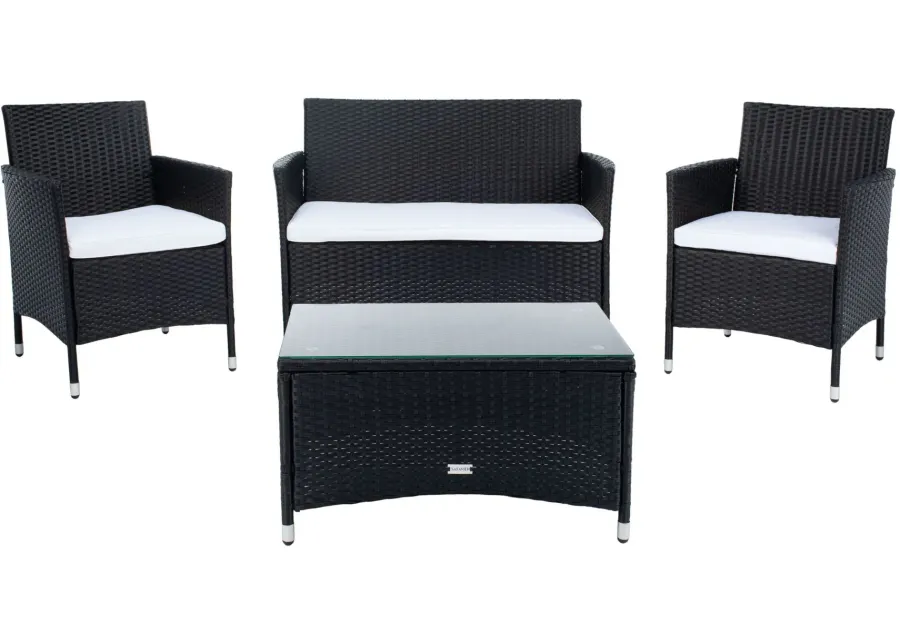 Chapman 4-pc. Patio Set in Black / White / Navy by Safavieh