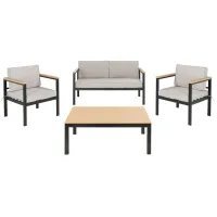Janison 4-pc. Patio Set in Natural / Beige by Safavieh