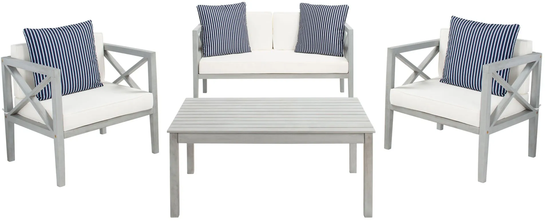 Johannes 4-pc. Patio Set in White / Natural by Safavieh