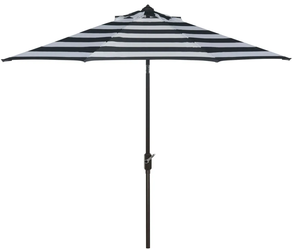 Marcie UV Resistant Fashion Line 9 ft Auto Tilt Umbrella in Black by Safavieh