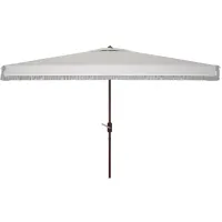 Murphy Fringe 6.5 X 10 ft Rect Crank Umbrella in Natural / Beige by Safavieh