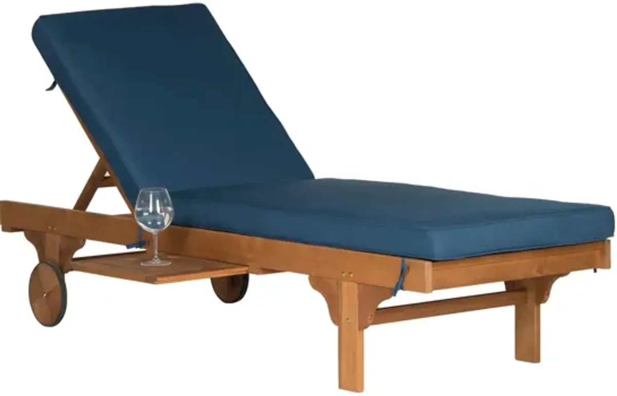 Newport Reclining Chaise Lounge Chair w/ Side Table