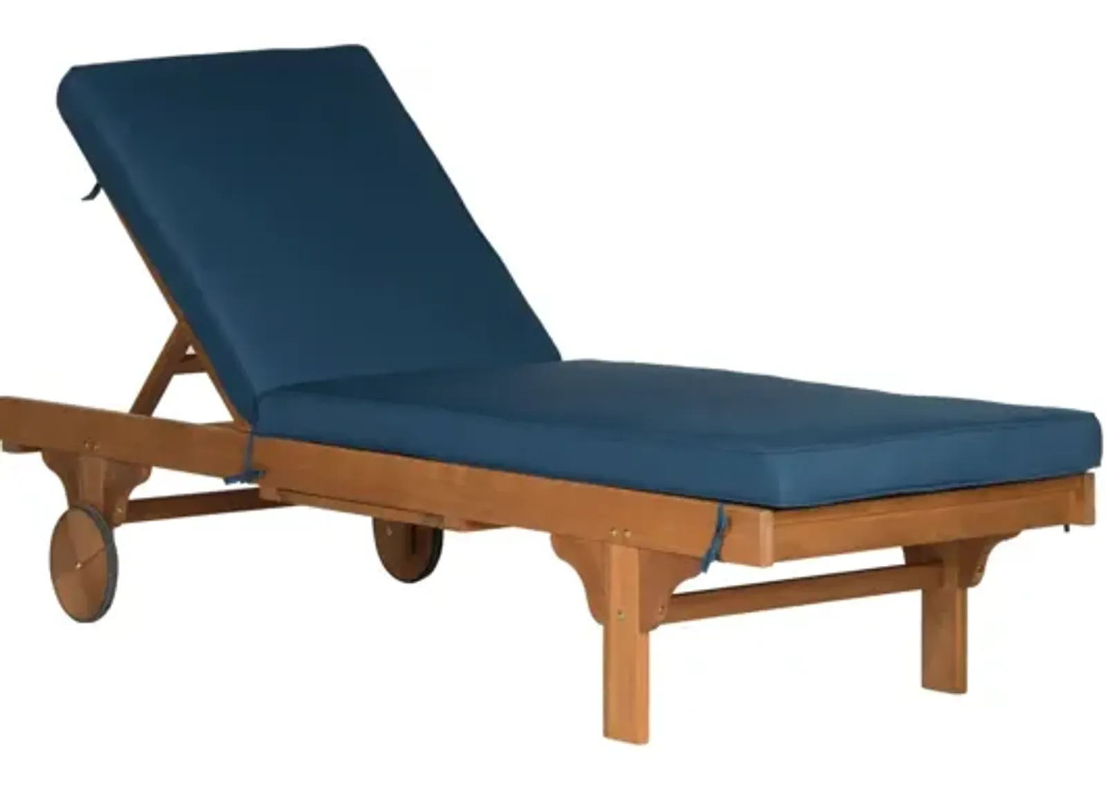 Newport Reclining Chaise Lounge Chair w/ Side Table in Navy by Safavieh