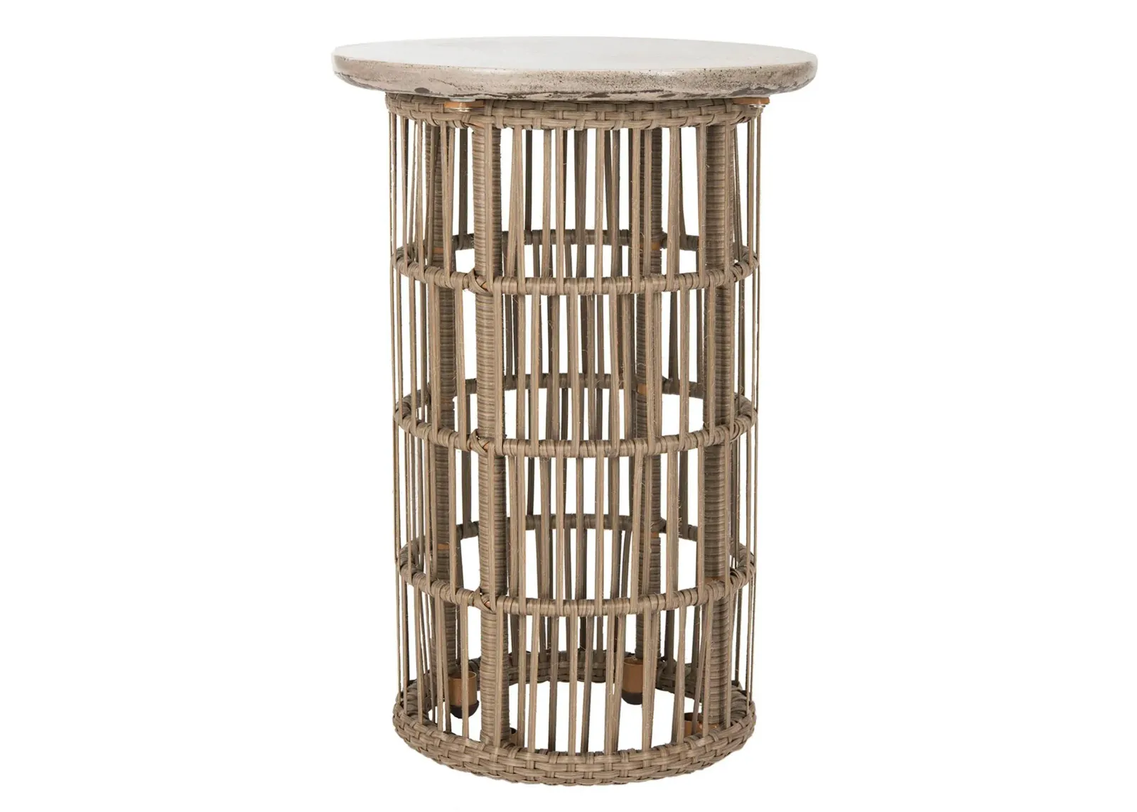 Rocco Indoor/Outdoor Modern Concrete Side Table in Teak by Safavieh