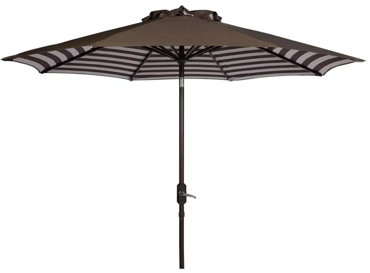 Shay Inside Out Striped 9 ft Crank Outdoor Auto Tilt Umbrella in Beige by Safavieh