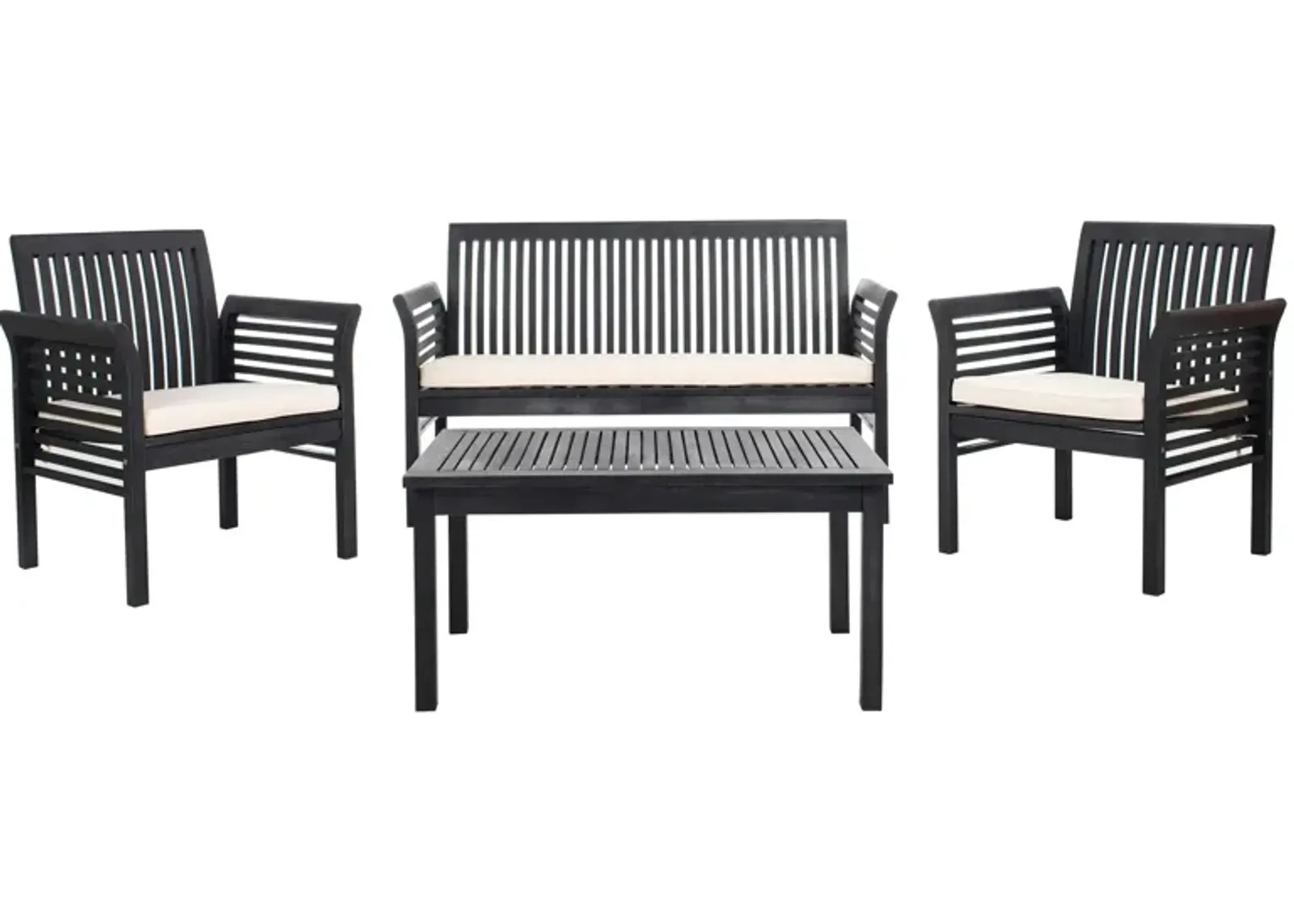 Vlad 4-pc. Patio Set in Black / Beige / Natural by Safavieh