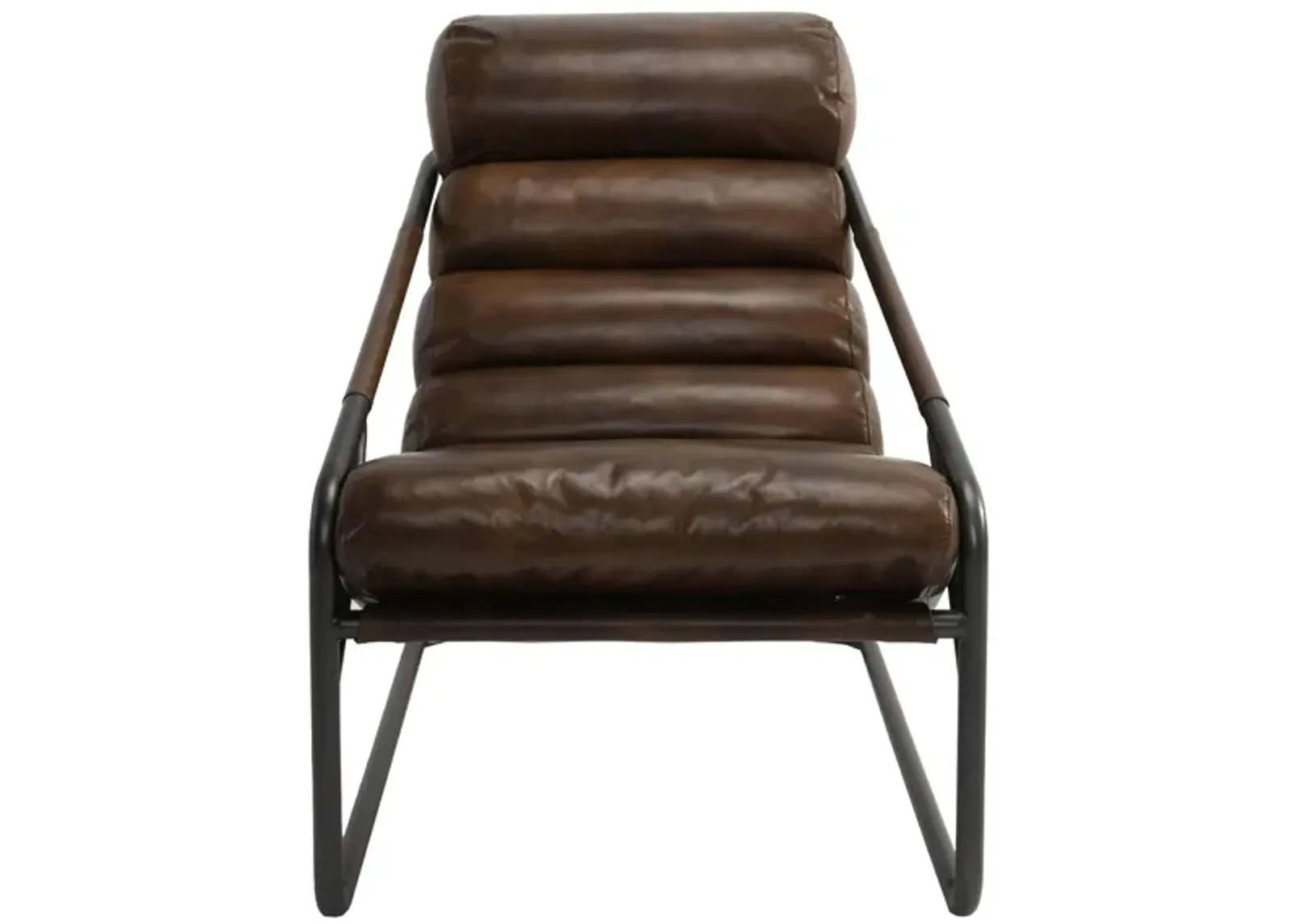 Jackson Accent Chair in Brown Upholstery, Black Frame by Classic Home