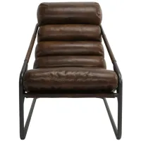 Jackson Accent Chair in Brown Upholstery, Black Frame by Classic Home