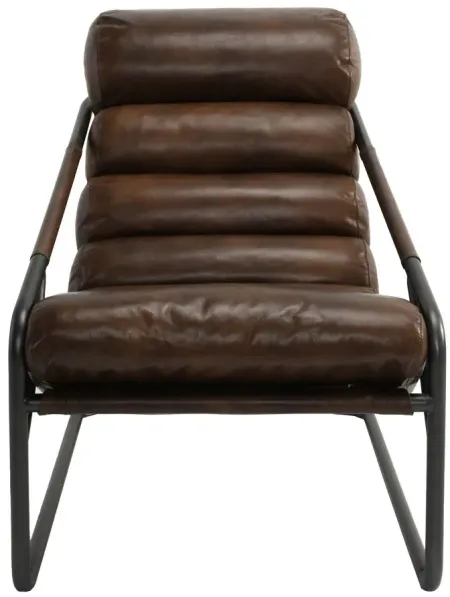 Jackson Accent Chair in Brown Upholstery, Black Frame by Classic Home