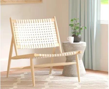 Soleil Accent Chair in White / Natural by Safavieh