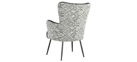 Amera Print Accent Chair in black with petroglyph print by Emerald Home Furnishings