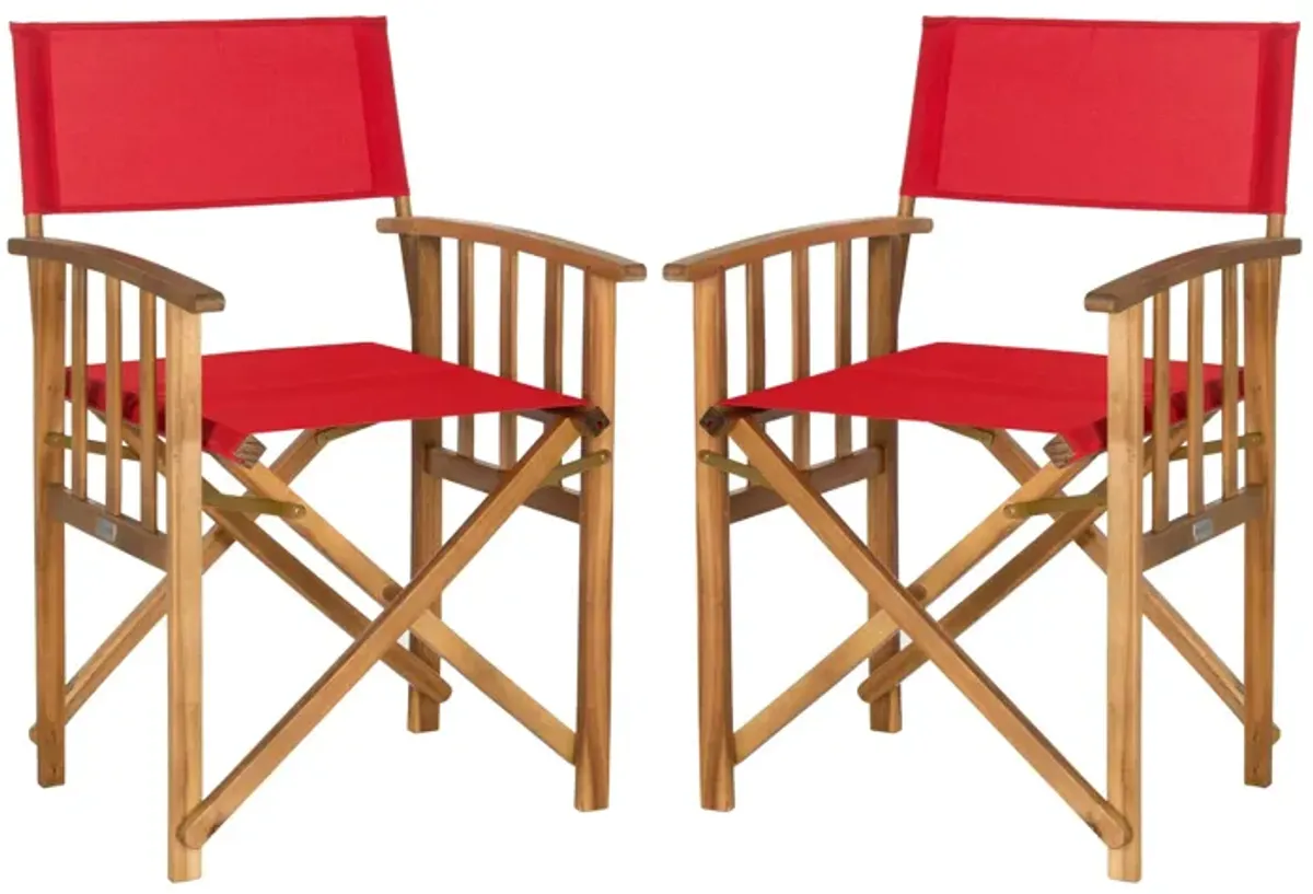 Laguna Outdoor Director Chair: Set of 2 in Red by Safavieh