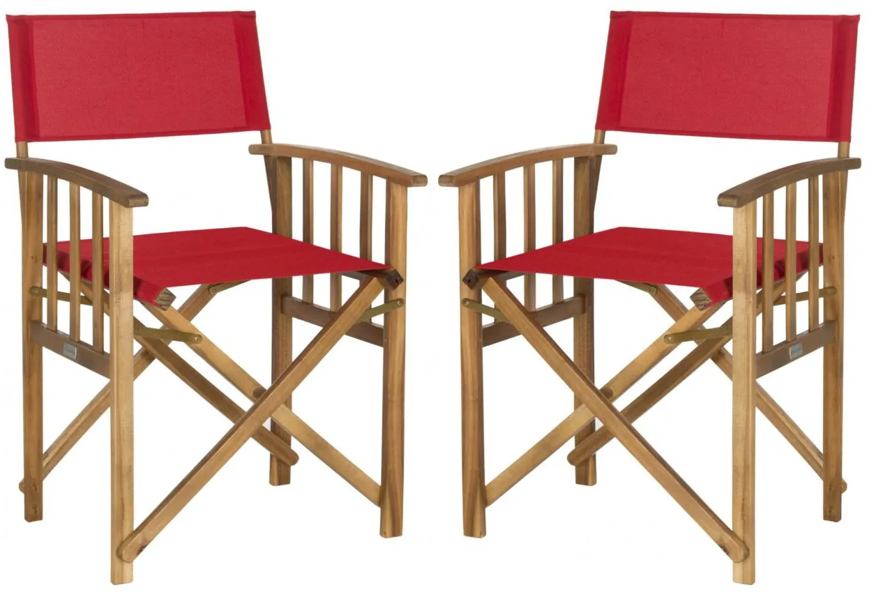 Laguna Outdoor Director Chair: Set of 2 in Red by Safavieh
