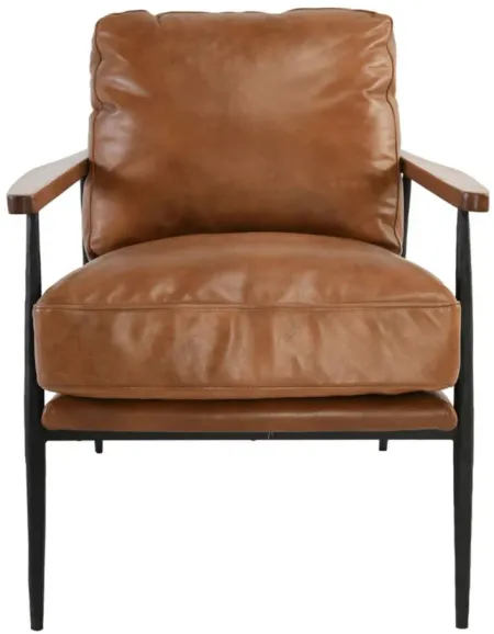 Christopher Club Chair in Brown upholstery, black frame by Classic Home