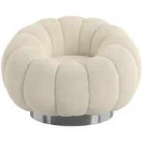 Lily Pumpkin Swivel Accent Chair in Cream Boucle by Emerald Home Furnishings