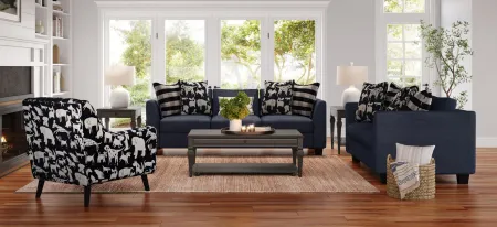 Daine Accent Chair in Doggie Navy by Fusion Furniture