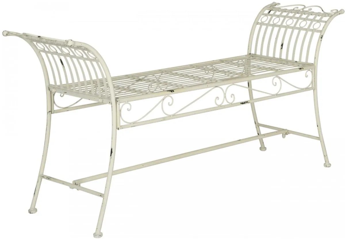 Hadley Outdoor Bench in Antique White by Safavieh