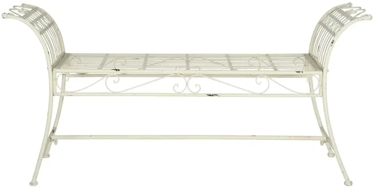 Hadley Outdoor Bench in Antique White by Safavieh