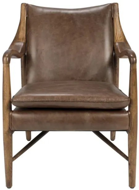 Kiannah Club Chair in Chestnut Brown Upholstery, Medium Brown Frame by Classic Home
