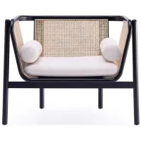 Versailles Accent Chair in Black, Natural Cane and Cream by Manhattan Comfort