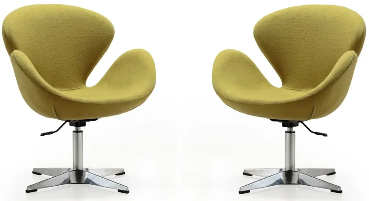 Raspberry Adjustable Swivel Chair (Set of 2) in Green and Polished Chrome by Manhattan Comfort