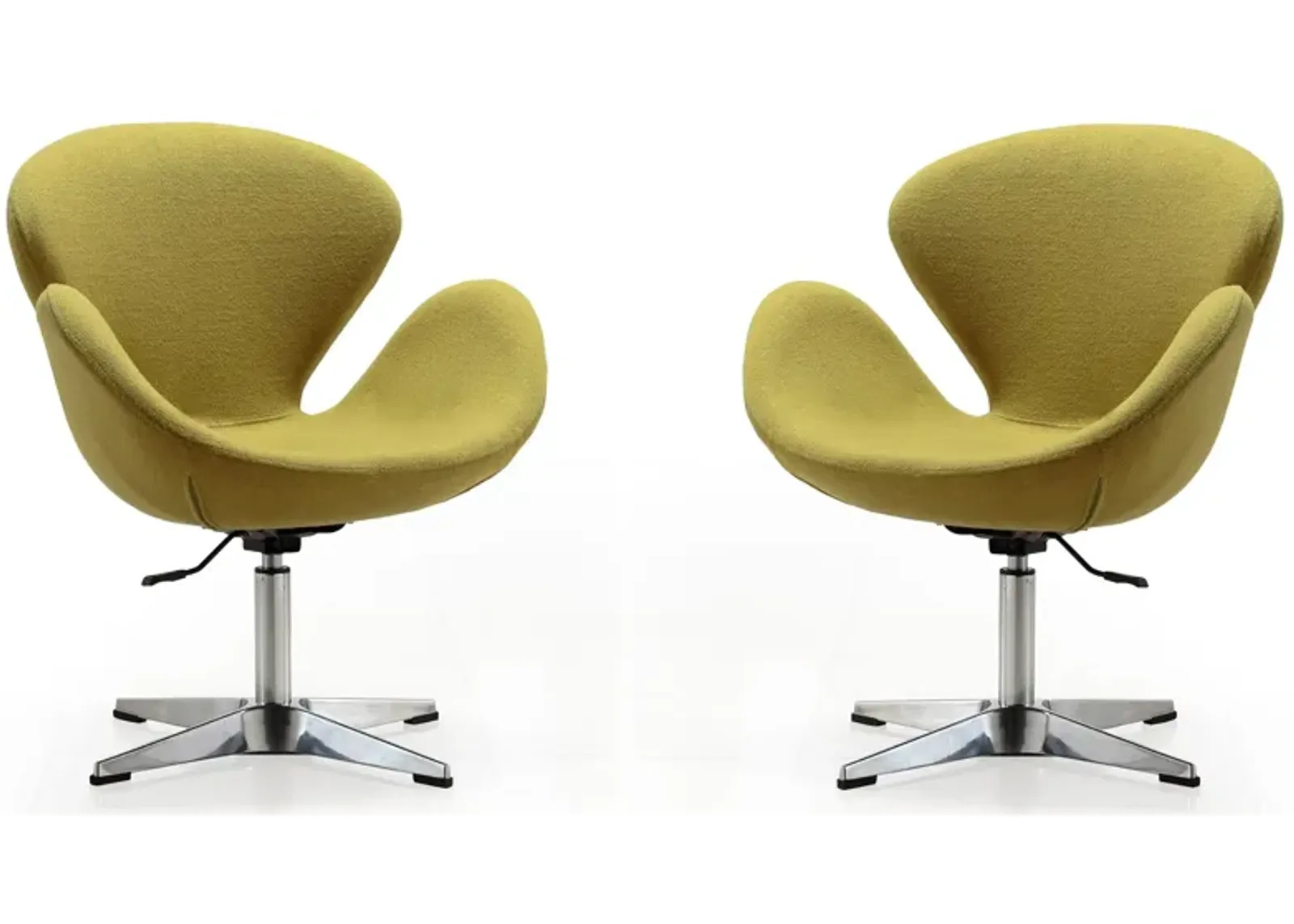 Raspberry Adjustable Swivel Chair (Set of 2) in Green and Polished Chrome by Manhattan Comfort