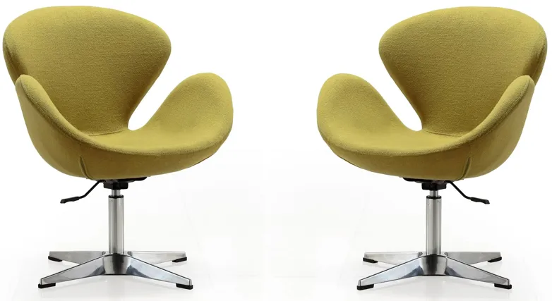 Raspberry Adjustable Swivel Chair (Set of 2) in Green and Polished Chrome by Manhattan Comfort