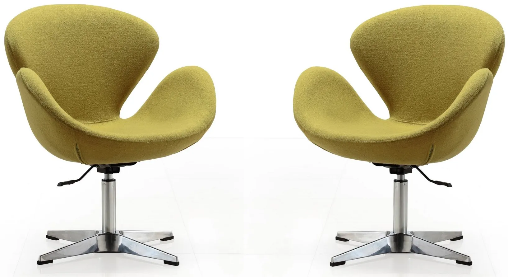 Raspberry Adjustable Swivel Chair (Set of 2) in Green and Polished Chrome by Manhattan Comfort