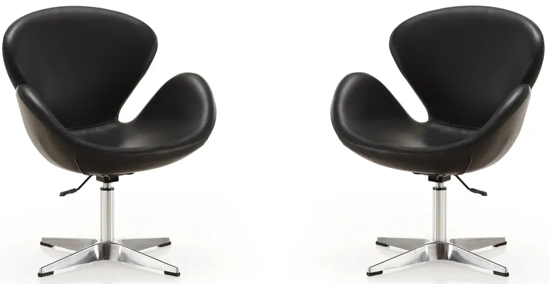 Raspberry Adjustable Swivel Chair (Set of 2) in Black and Polished Chrome by Manhattan Comfort