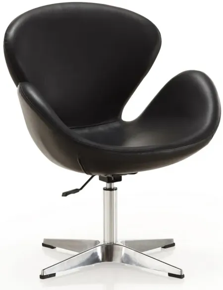 Raspberry Adjustable Swivel Chair (Set of 2) in Black and Polished Chrome by Manhattan Comfort