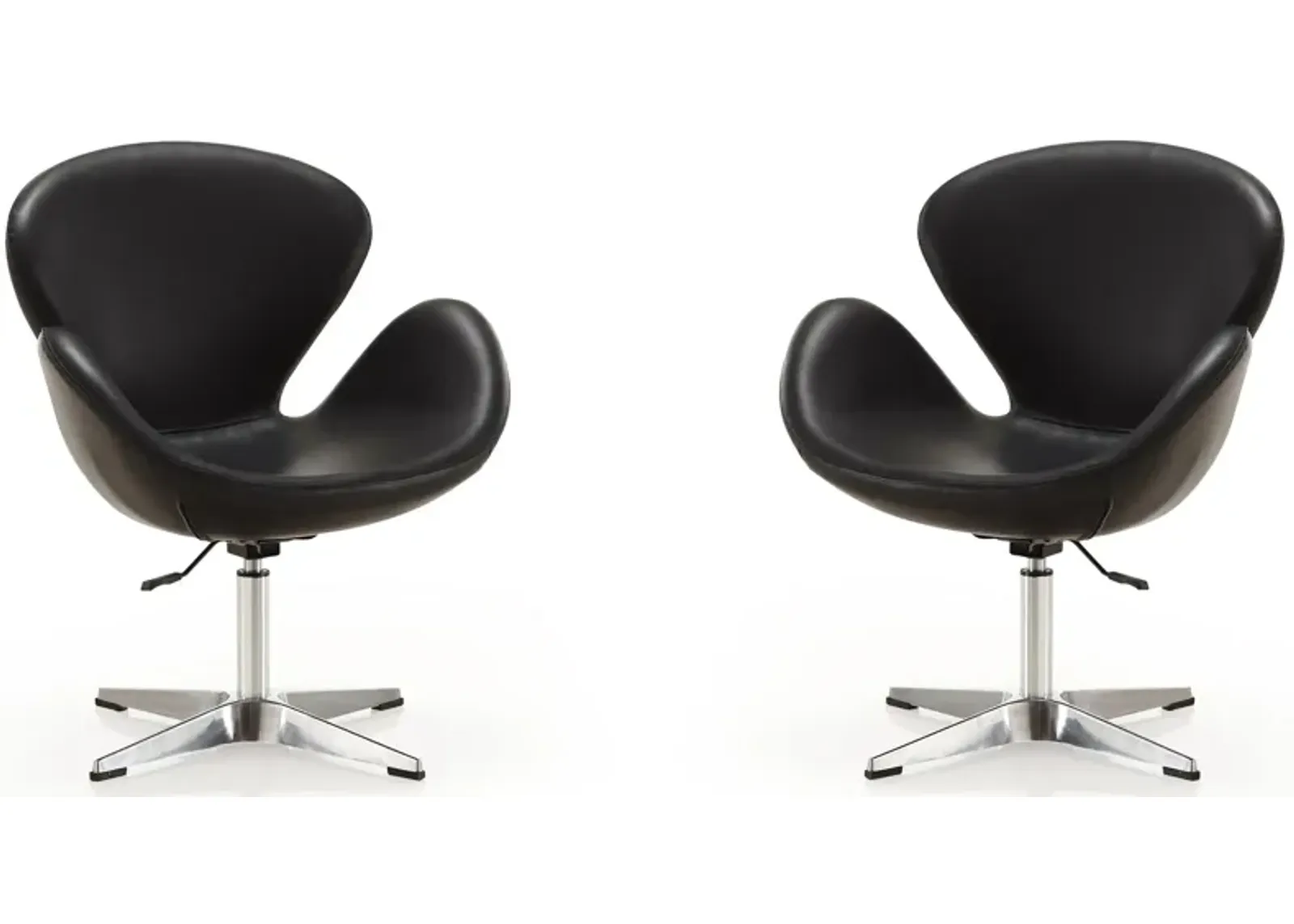 Raspberry Adjustable Swivel Chair (Set of 2) in Black and Polished Chrome by Manhattan Comfort