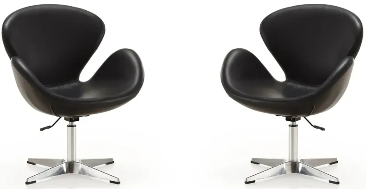 Raspberry Adjustable Swivel Chair (Set of 2) in Black and Polished Chrome by Manhattan Comfort