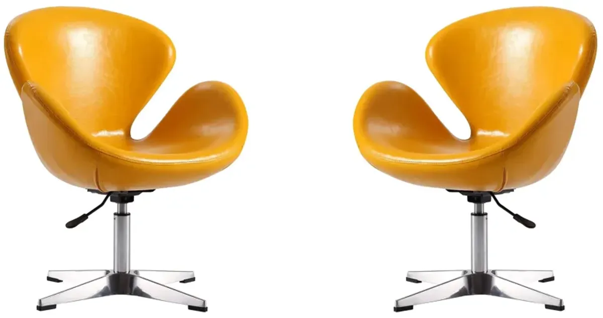 Raspberry Adjustable Swivel Chair (Set of 2) in Yellow and Polished Chrome by Manhattan Comfort