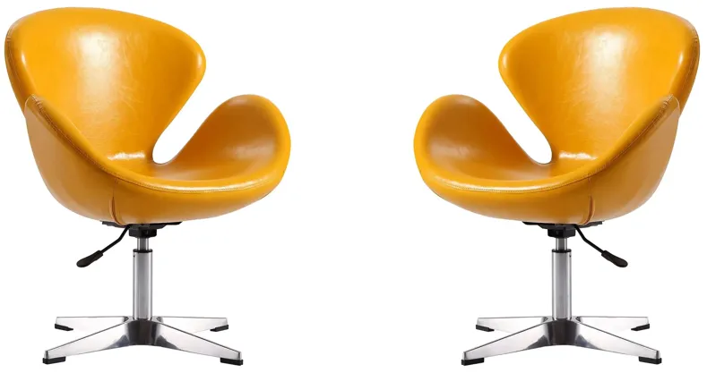 Raspberry Adjustable Swivel Chair (Set of 2) in Yellow and Polished Chrome by Manhattan Comfort