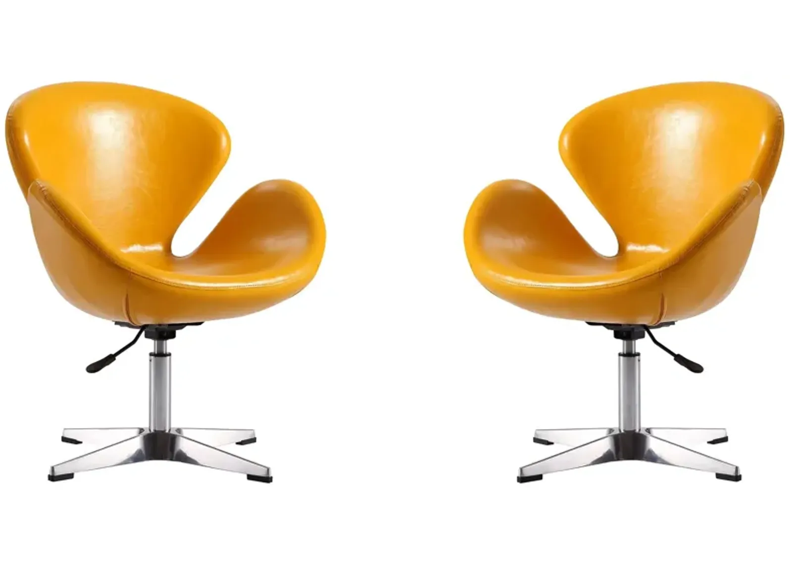 Raspberry Adjustable Swivel Chair (Set of 2) in Yellow and Polished Chrome by Manhattan Comfort