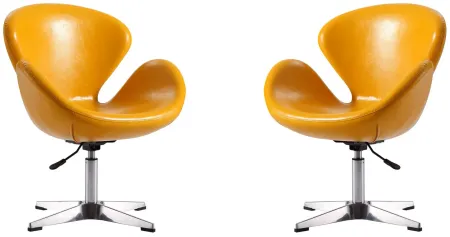 Raspberry Adjustable Swivel Chair (Set of 2) in Yellow and Polished Chrome by Manhattan Comfort